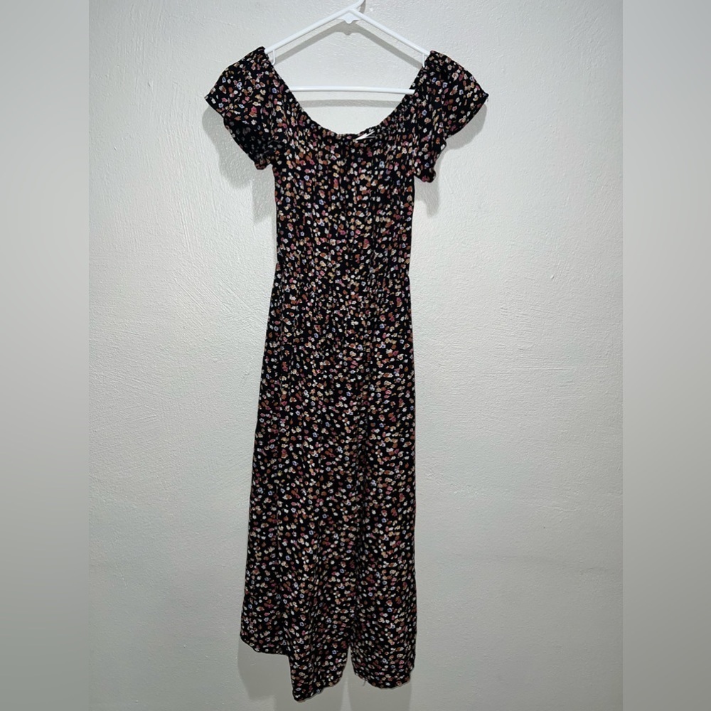Kimchi Blue Black Floral Short Sleeve Maxi Dress